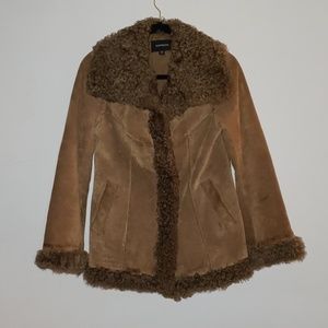 Cute Leather lamb fur Express coat size small